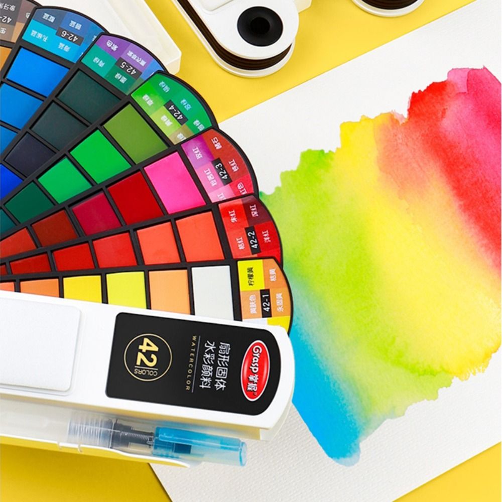 Watercolor Paint Set Solid Pigment - Opvouwbare aquarelverfset met waterverfkwast, 18/24/36/42 kleuren,