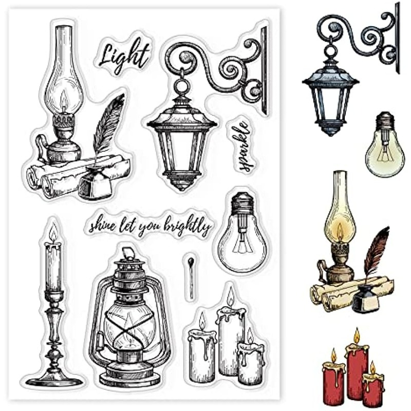 Clear Silicone Stamps For Card Making - Vintage Lights siliconen duidelijke stempel kaarsen