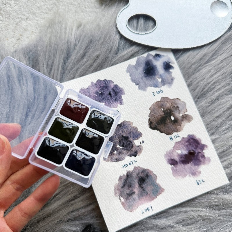 Watercolor Paint Set Solid Pigment - 6 kleuren 1 ml White Night