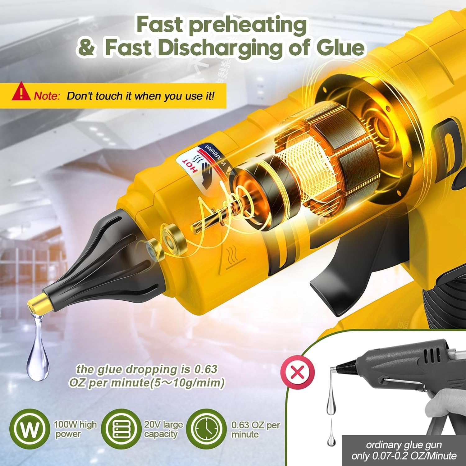 100W draadloze lijmpistool voo - Hot Melt Glue Gun Cordless recensie en prijs