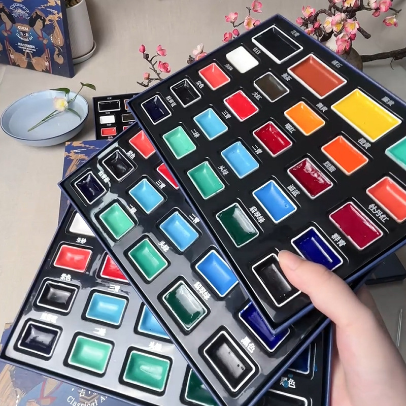 24-kleuren solide Chinese schi - Watercolor Paint Set Solid Pigment recensie en prijs