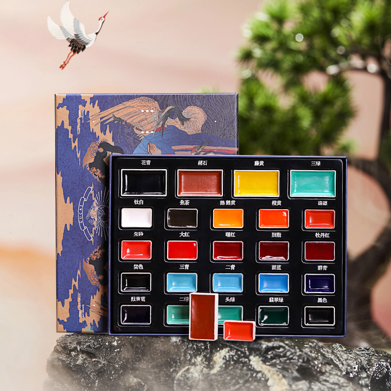 24-kleuren solide Chinese schi - Watercolor Paint Set Solid Pigment recensie en prijs