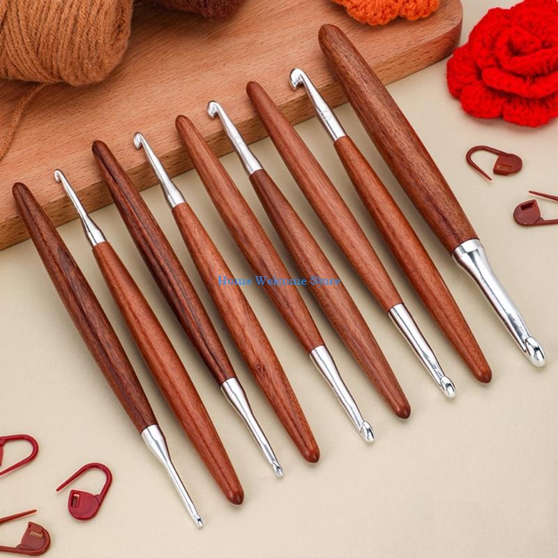 F68E 8-delige houten handvat h - Wooden Crochet Hooks Ergonomic Handle recensie en prijs