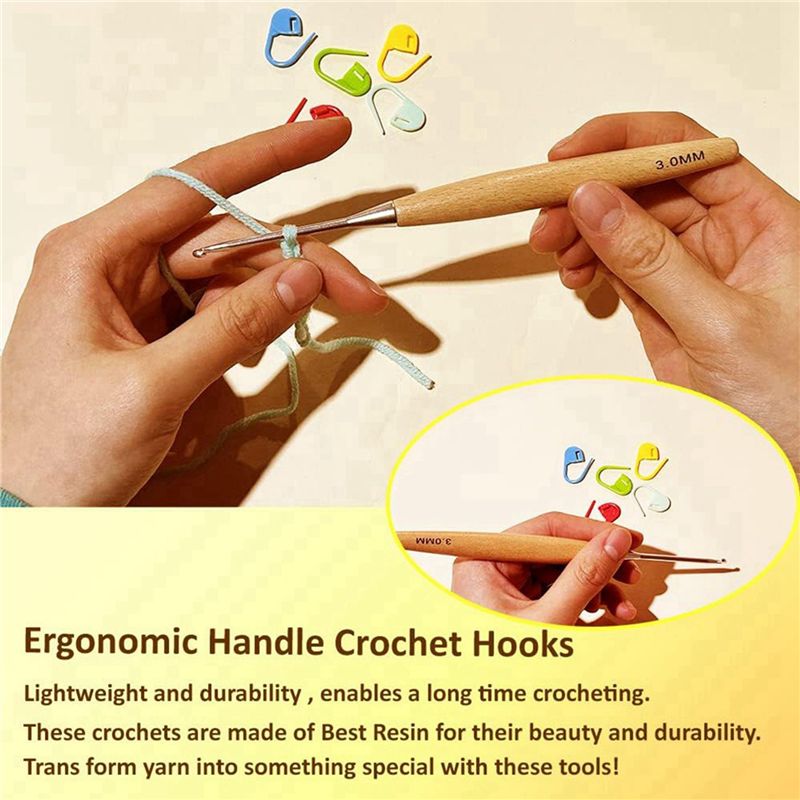 M12K – set van 40 houten haakn - Wooden Crochet Hooks Ergonomic Handle recensie en prijs
